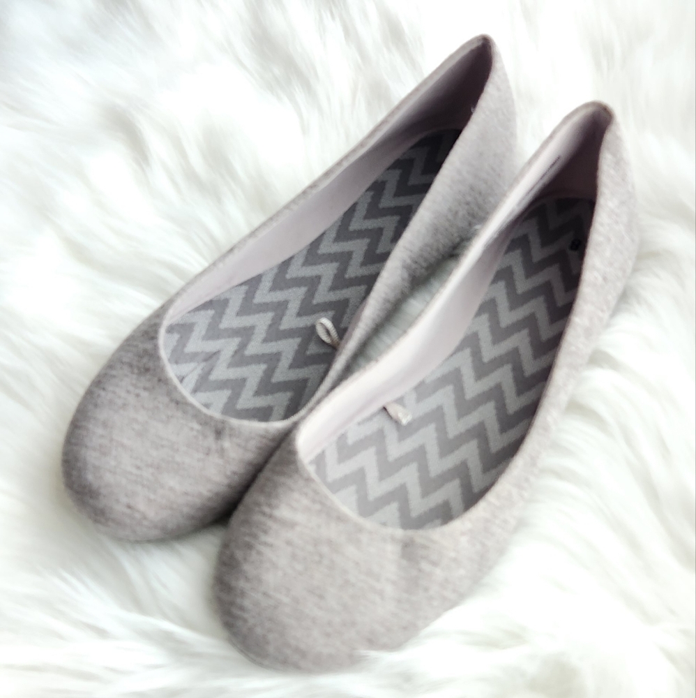 Womens Casual Gray Canvas Ballet Flats Size 8